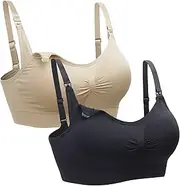 [Suekaphin] 2PACK Nursing Bra Wireless Bra Women's Sleeping Maternity Bra Breastfeeding Bra