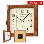Contemporary Brown Square Wall Clock - Silent Analog Style for All Ages