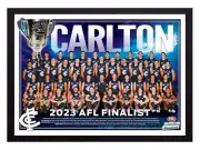 Framed 2023 Carlton Blues AFL Finalists Poster - 45cm x 32cm x 3cm