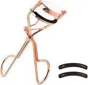[EMILYSTORES] Professional Makeup Tool For Eyelashes With 2 Silicone Refill Pads Pinch Pain FREE Metal Eyelash Curler 1PC, Golden Color