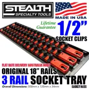 STEALTH 3 x 18" Rail 1/2" Socket Organiser with Tray