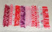 LOT of 8 SEWN Valentine Themed Fabric Ruffles For Junk Journals Scrapbook