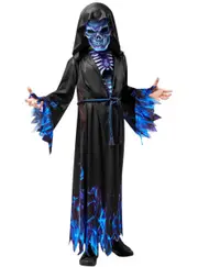 Skeleton Blue Flame Reaper Boys Halloween Costume