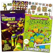 Nick Shop Teenage Mutant Ninja Turtles Stickers and Tattoos Super Set ~ Bundle with 300 TMNT Stickers and 25 TMNT Temporary Tattoos for Boys Girls Kids (Ninja Turtles Party Supplies)