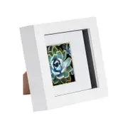 Nicola Spring 4 x 4 3D Shadow Box Photo Frame - Craft Display Picture Frame with 2 x 2 Mount - Glass Aperture - White
