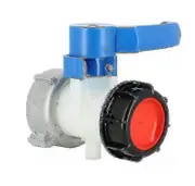 Butterfly Valve With Aluminum Floating Nut For 1000 Liter Ibc Tank, S75x6 Nut And S60x6 Outlet