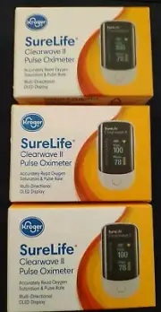 3 PK Kroger SureLife Clearwave II Pulse Oximeter Oxygen & Pulse Rate Exp 2026