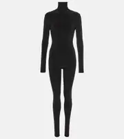 [Norma Kamali] Norma Kamali Open-back jersey catsuit AU 14 black