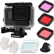 Waterproof Case for Gopro Hero 7 Hero 6 Hero 5 Hero 2018 Black Accessories, Housing Case Protective Shell with Anti Fog Inserts and Filter Kit Suitable for Underwater Diving Photography 45M