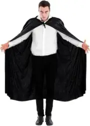Mens Womens Black Hooded Cape for Adult Vampire Dracula Wizard Halloween Costume