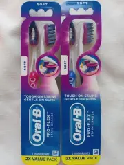 2 2-packs Oral-B Pro-Flex Stain Eraser Manual Toothbrush Soft Bristles !