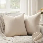 Natural Linen Pillow Covers 18x18 Set of 2, 18" x 18" (Pack of 2) Light Linen