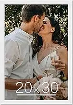 HLiWEGNS White 20x30 Frame -Single Frame - Rustic Woodgrain 20 x 30 Poster Frame with Plexiglass for Wall Gallery Display, 20x30 Picture Frame for Puzzles, Artwork, Photos and Posters
