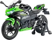 Limited Edition Metal Simulation Motorcycle 1:12 for Kawasaki 400 Sound and Light Alloy Motorcycle Model Classic Table Decoration Display Souvenir(Black Green)
