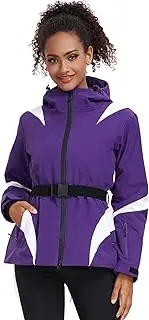 [GS SNOWING] Women's Ski Jackets Waterproof Insulated Snowboard Mountain Hooded Snow Coat Jacket with Belt