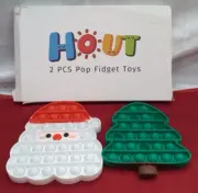2 Pieces Christmas Pop Fidget Set - Bubble Popit Anti-Stress Toy - Christmas