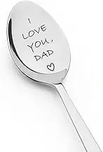 I Love You Dad Gift Spoon from Daughter Son Dad Fathers Day Birthday Gifts for Daddy Engraved Coffee Teaspoon Ice Cream Spoon for Daddy Papa Dad Christmas Presents from Children