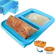 Ozwen 2 Cup Large Ice Cube Silicone Freezing Tray with Lid, Easy Meal Prep Thanks to Souper Freezer Food Cubes Container, Freezer Moulds and Food Storage for Soup&Sauce&Broth&Leftovers (1-Pack, Blue)