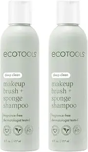 EcoTools Makeup Brush and Sponge Shampoo, Removes Makeup, Dirt, & Impurities From Makeup Brushes & Sponges, Fragrance-Free, Vegan, & Cruelty-Free, 6 fl.oz./ 177 ml, Packaging May Vary, 2 Count