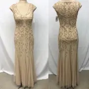 Aidan Mattox sequins and beaded gold gown dress