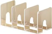 Book Stand Acrylic Bookends, Study Room Bookcase Clear Bookshelf Dividers, Home School and Office Desktop Organizer Holder, 3 Sections Space Saving