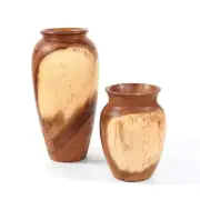 Handmade Solid Acacia Wood Vase Rustic Farmhouse Table Centerpiece Natural Decor
