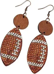 Football Earrings for Women Game Day Earrings Sparkling Crystal Football Dangle Drop Earrings Jewelry Sports Fan Earrings Football Team Gifts