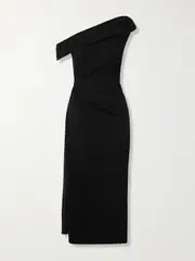 [AZ FACTORY] AZ FACTORY - + Lutz Huelle Rosa Off-the-shoulder Gathered Georgette Midi Dress - Black - FR 36 FR 36 Black