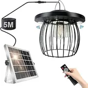 Solar Pendant Light Outdoor, Motion Sensor Hanging Lantern, Remote Control Shed Light, Chandelier Lighting Fixtures, 4400mAh Rechargeable Panel IP65 Waterproof for Yard, Patio, Porch, Garden, Gazebo