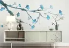 3D Watercolor Leaves Butterfly Self-adhesive Removeable Wallpaper Wall Mural