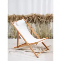 在飛比找ETMall東森購物網優惠-實木網紅折疊北歐民宿沙灘椅躺椅牛津帆布椅便攜椅戶外露營陽臺椅