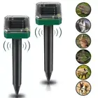 2PCS Solar Snake Repeller Solar Ultrasonic Pest Mole Rodent Rat Possum Repellent