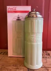 TableCraft Coca-Cola / Coke Jadeite Green Milk Glass Straw Jar New In Box