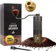 Premium Manual Burr Coffee Grinder - Hand with Champagne/Gray