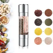 Salt and Pepper mills Grinder 2 in 1 Manual Stainless Steel Salt pulverizer k...