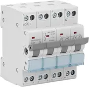Power Manual Transfer Switch, 4P 63A DIN Rail Backup Power Changeover Switch Interlock Circuit Breaker, 1200A Short Circuit Current with Overload and Short Circuit Guards for RVs