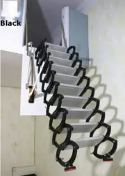 Black Side-mounted Loft Wall Ladder Stairs Attic Ladder Folding Stair 11 Steps