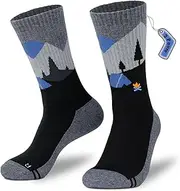 [qpyysz] Merino Socks Men's Wool Socks Women's Warm Hiking Socks Thick Thermal Socks Colourful 2 Pairs Compression Socks Outdoor Winter Running Socks 35-51, gray, 10-12 US