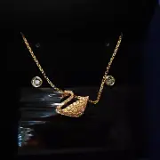 Swarovski Crystal Golden Swan Necklace and Earring Set