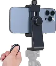 Bestshoot Phone Tripod Mount Adapter & Smartphone Remote Controller, Smartphone Holder Clip Compatible with iPhone Samsung and All Cell Phones, Rotates Vertical Horizontal Adjustable Clamp