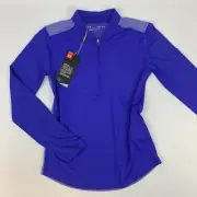 NWT Under Armour Girls 1/4 Zip Long Sleeve Activewear Blue Shirt Top