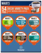 Decaf Coffee Pods Variety Pack, 54 ct, 6 Assorted Roasts & Flavors, Decaf Dar...