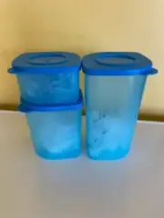 NEW Tupperware Fresh N Cool Set of 3 Square Round 2, 4 & 6 Cups blue