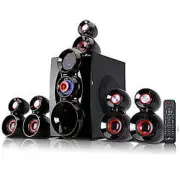 beFree Sound 5.1 Channel Bluetooth Surround Sound Speaker System- Red