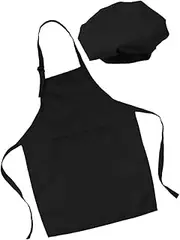 SHOWERORO 1 Set Kids Chef Apron Hat Kids Apron Overalls for Kids Black Overalls Childrens Chef Outfit Set Kids Smock Kids Cooking Apron Party Cooking Apron Baking Art Apron Children Apron