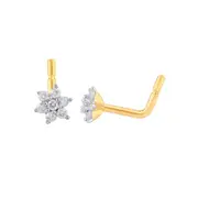 Bevilles Diamond Flower Nose Ring Pin in 9kt Yellow Gold