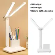 Foldable Double Head LED Desk Lamp 3 Lighting Modes Dimmable USB Reading Light