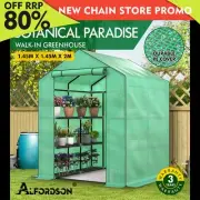 ALFORDSON Greenhouse Gabled Shed Walk in Tunnel Plant 8 Shelves 1.45x1.45x2M