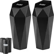 Car Trash Can with Lid, Leakproof Automotive Portable Trash Bin, Diamond Design Easy to Clean Plastic Desktops Dustbin Organizer for Car Home Office with 90pcs Trash Bags, 2 Pack