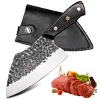 Cleaver Knife Butcher Slicing Forged Steel Wood Handle Kitchen Tool Handmade Cut